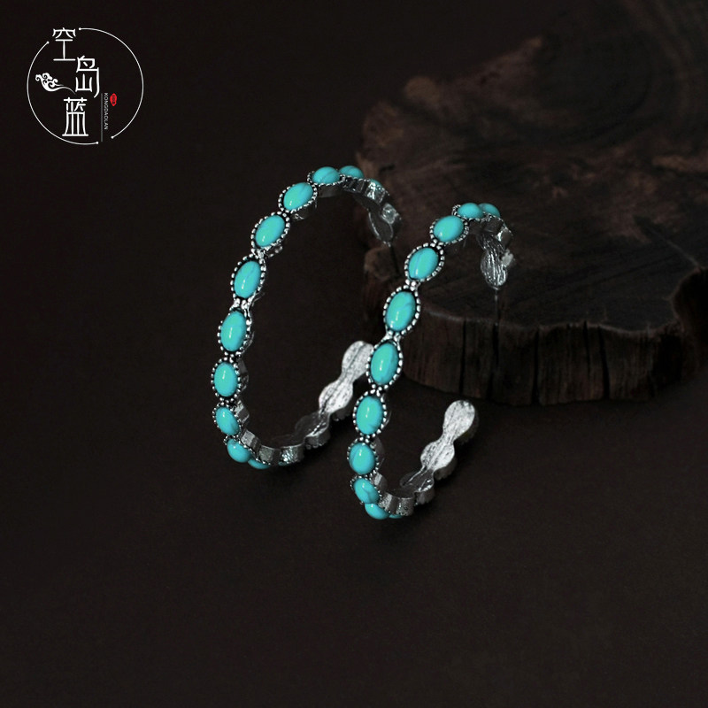 个性耳圈合金藏式民族风绿松石女