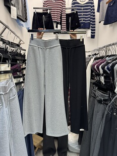 加绒加厚拖地裤 25新款 女冬季 ACS韩系简约拼接腰头抽绳阔腿休闲裤