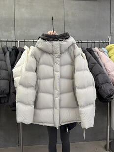重磅287克Der.moookka冬季 设计感连帽90白鸭绒羽绒服加厚外套女潮