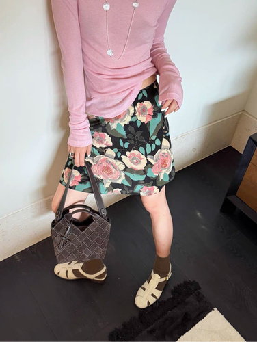 LEXI TSUKI莱茜欧货复古印花半身裙女夏季新款小众设计感A字短裙