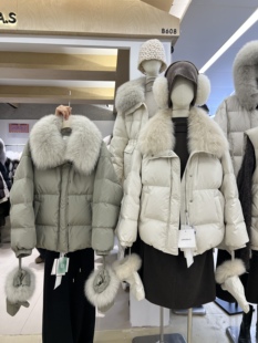 保暖短款 韩版 外套 2025新款 LOUISA.S狐狸毛领90白鸭绒羽绒服女冬季