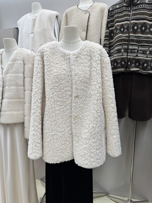 摩登mdeng皮毛一体韩版圆领羊羔毛外套女冬季25新款中长大衣H162