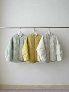 新款 立领方格90白鸭绒羽绒服女冬季 宽松简约外套潮 DAN韩版 MOCHA