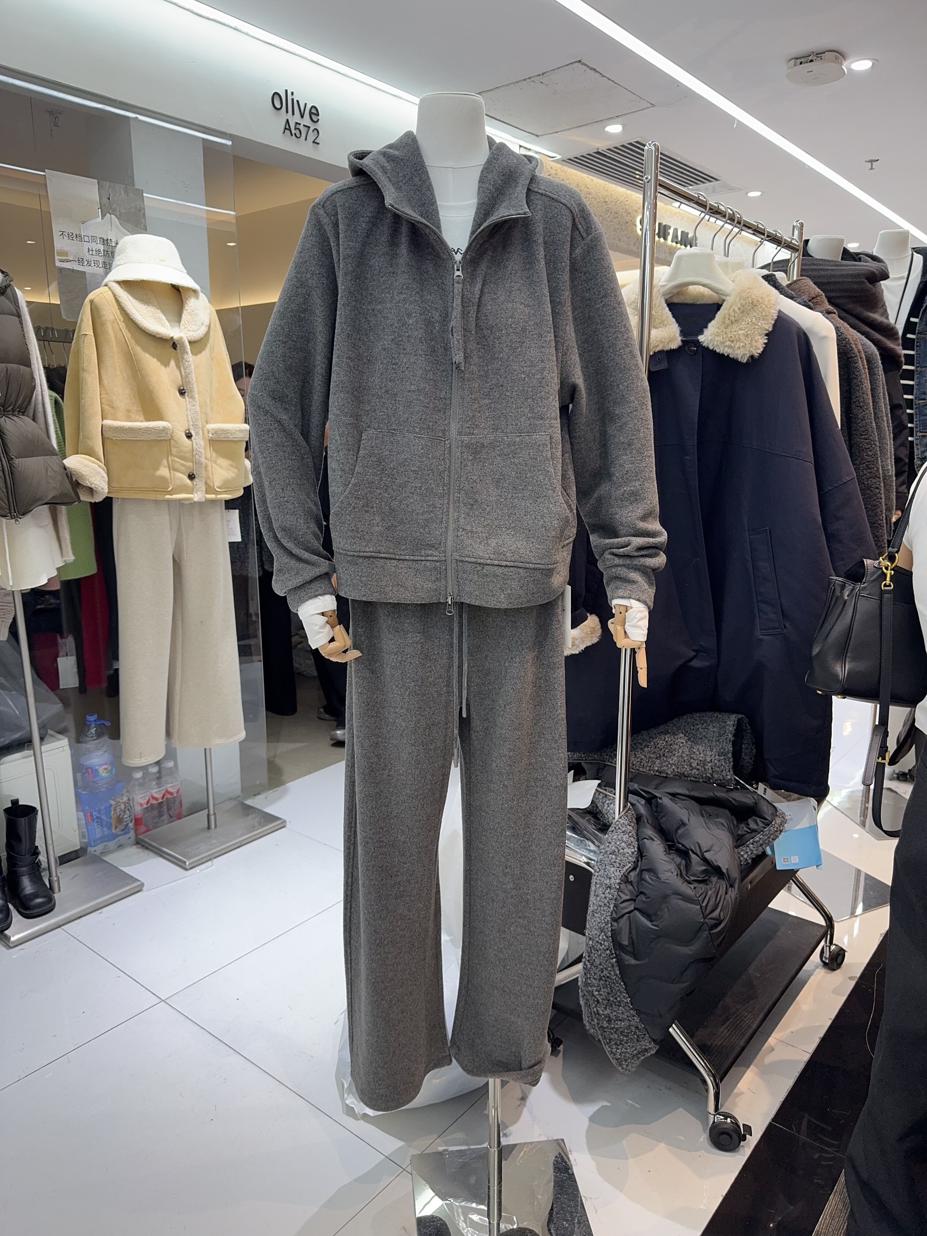 正版JVV SISTER韩版宽松慵懒风休闲连帽拉链卫衣阔腿裤套装两件套