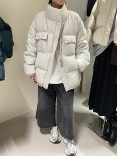 新款 简约立领90白鸭绒羽绒服女冬季 加厚宽松外套潮 DAN韩版 MOCHA