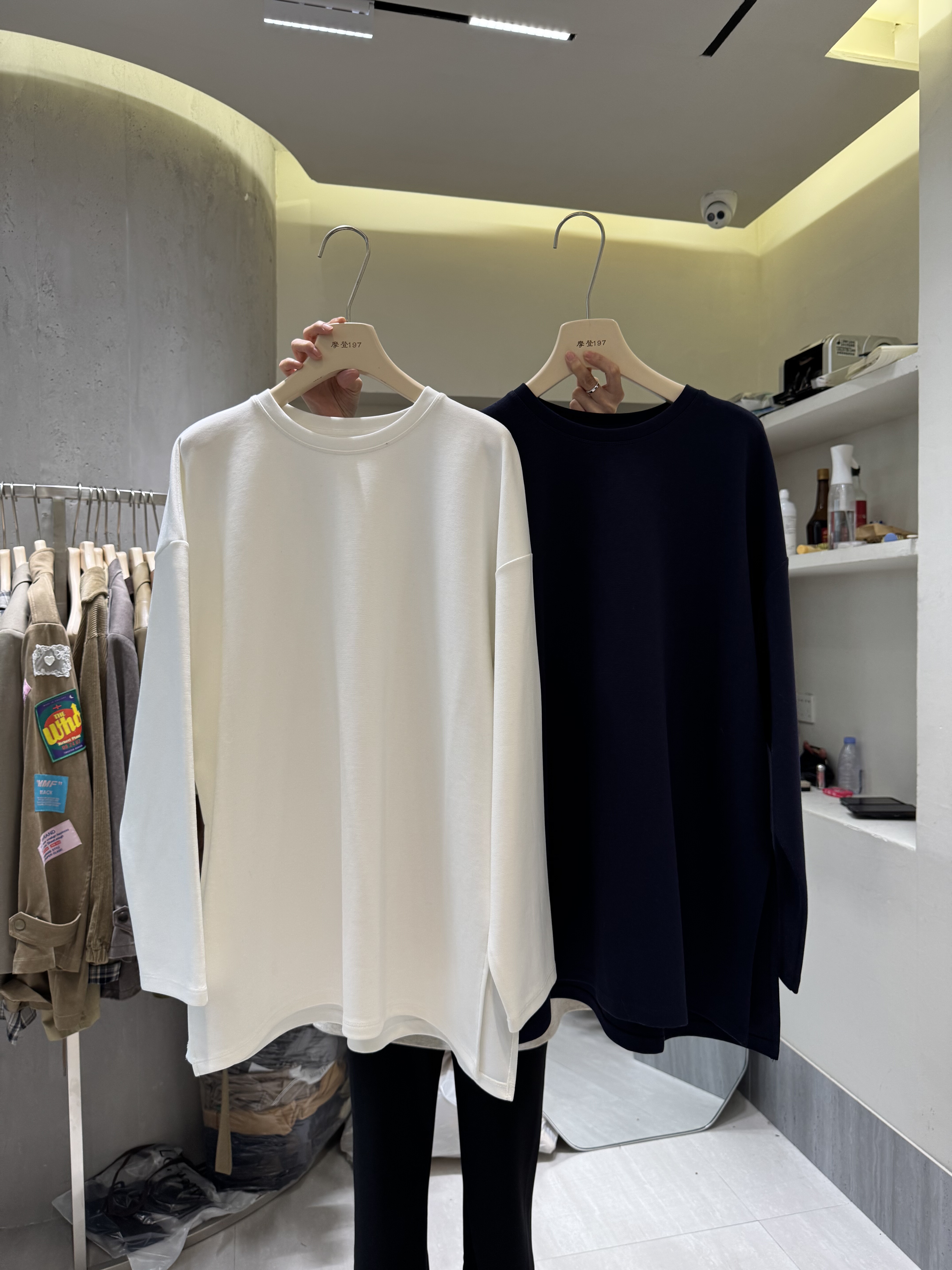 摩登mdeng韩系宽松大版长袖T恤女秋冬25新款百搭中长打底衫1T265