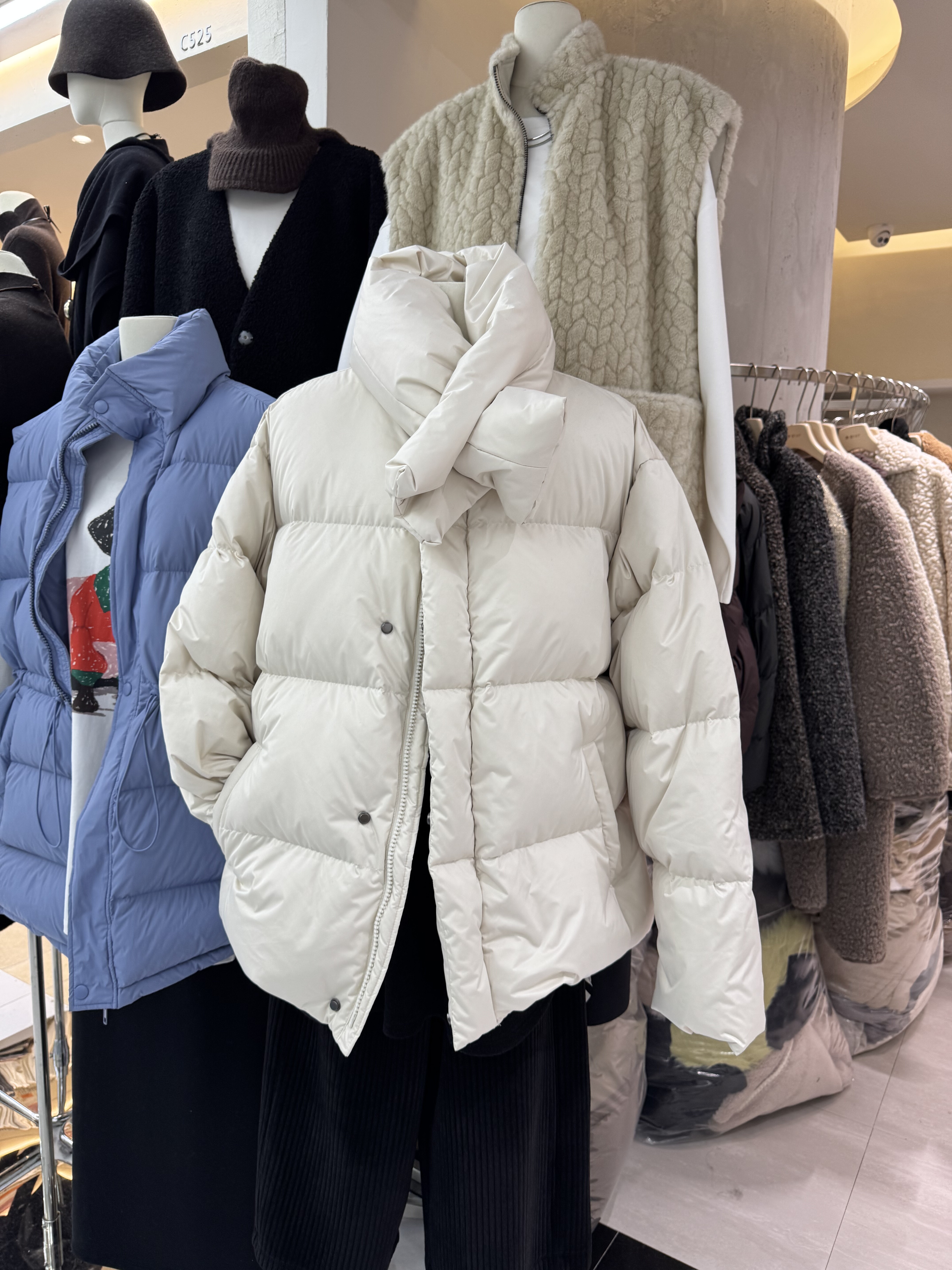 摩登mdeng韩版设计感配围巾90白鸭绒羽绒服女冬季面包服外套Y621