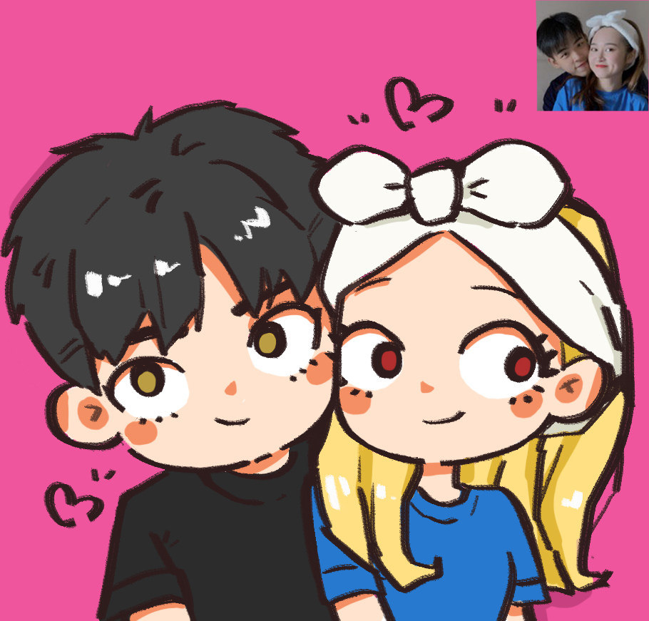 可爱手绘头像q版卡通照片转真人ps漫画人物情人节日礼物设计照片