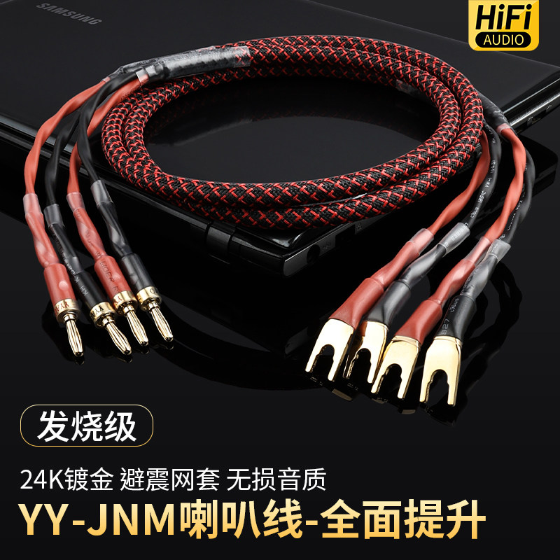 YY-JNM 6N纯铜喇叭线发烧音响线HIFI主音箱连接线香蕉头Y插音频线