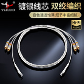 杨阳 发烧唱臂信号线双绞编镀银双莲花带地线LP黑胶RCA唱机音频线