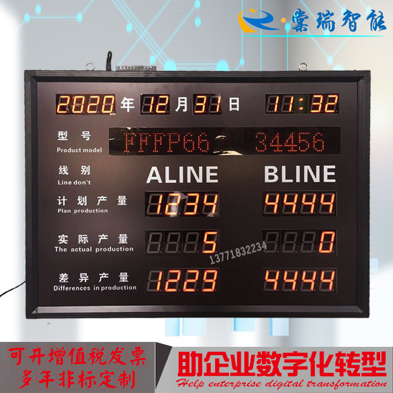 车间生产管理电子看板系统显示屏RS485通讯红外传感器采集LED直销