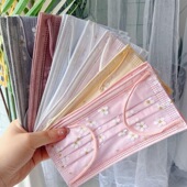 网红1次性4层马卡龙色樱花网纱口罩女高颜值时尚 面罩 显瘦创意个性