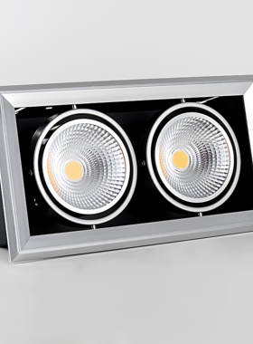 COB斗胆灯led单双头格栅射灯5w黑白色走廊过道灯方形豆胆灯嵌入式