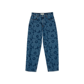 直筒百搭长裤 女 2025春夏新款 蓝色花朵印花牛仔裤 现货 Savi同款