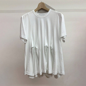 休闲风圆领短袖 T恤女夏季 宽松显瘦百搭白色拼接上衣