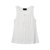 背心修身 2026早春新款 小众纯色系带低领无袖 百搭休闲上衣女