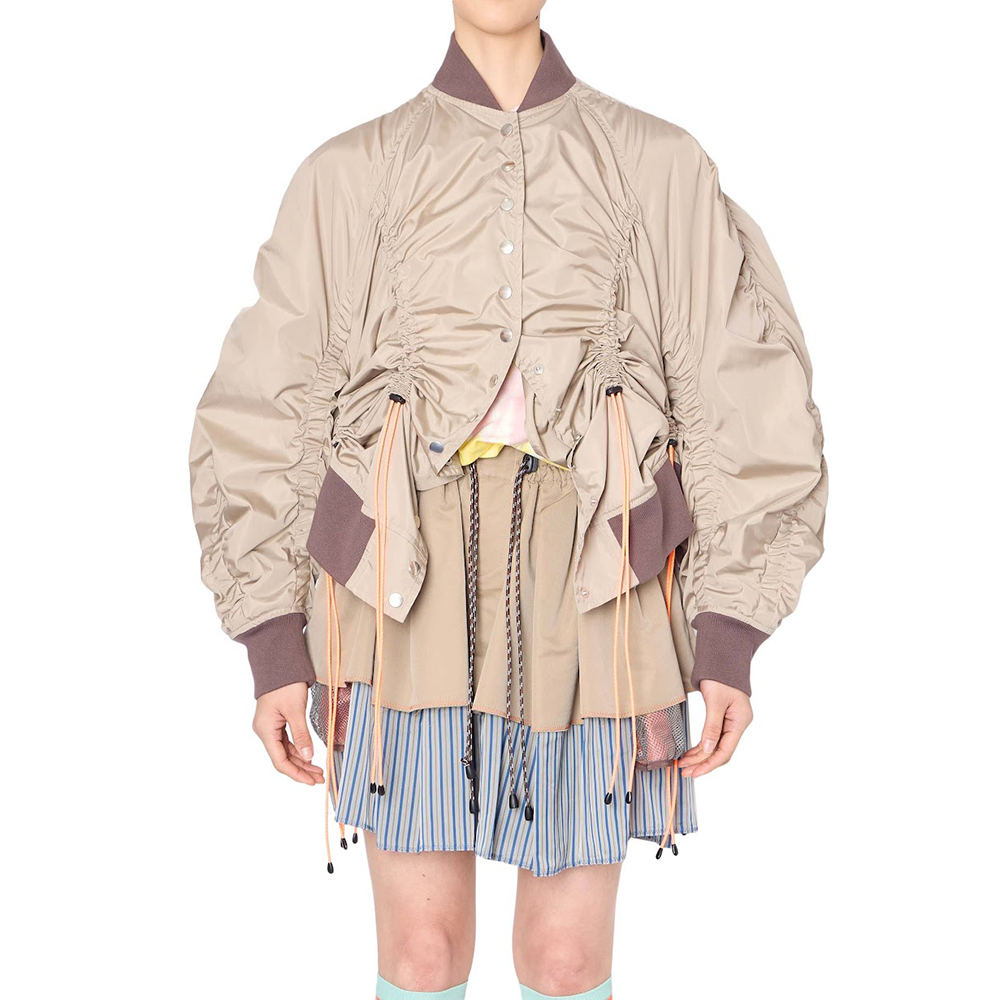 休闲风女士卡其色飞行员夹克