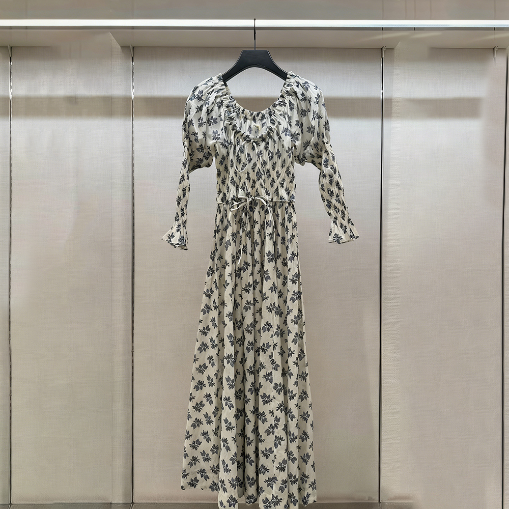 田园风碎花泡泡袖连衣裙女