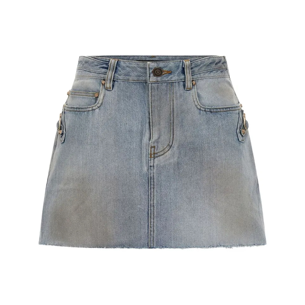 复古做旧高腰显瘦A字裙女