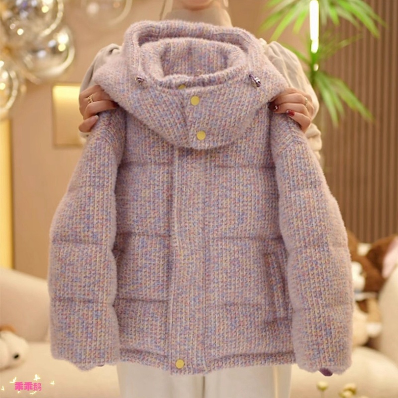 女童粉格加厚面包服棉服冬季