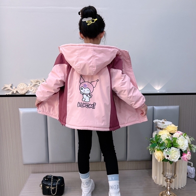 女童加绒加厚冬库洛米冲锋衣外套