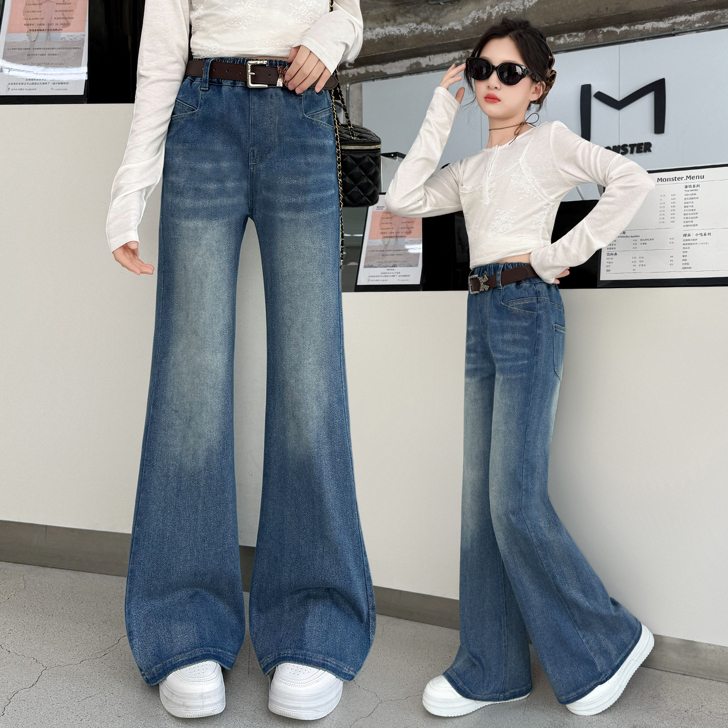 女童2026年春秋款牛仔裤超有范大童春款弹力直筒裤儿童微喇裤,童装/婴儿装/亲子装,儿童牛仔裤,淘宝优惠券,粉丝福利购,淘宝优惠卷