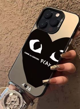 黑色大爱心眼睛适用三星A55硬壳 A53 34手机壳S24Ultra彩银IMD高级感S23FE/Note20U