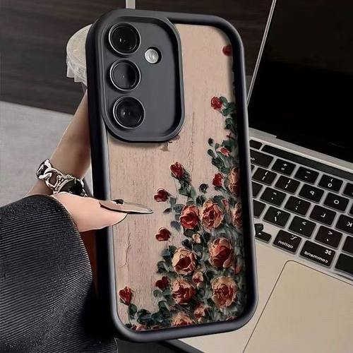 油画玫瑰适用于三星Galaxy S24/S23/S22ultra手机壳A15/A55防摔A22新款A73保护外壳氛围感