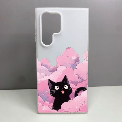 粉色云朵猫咪A07 06保护套适用三星S25ULTRA手机壳S24潮流A56果冻二合一A16
