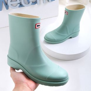 筒水穿 新力筒雨鞋 女底滑耐鞋 工作中靴外冬款 回短士厚防磨防水胶鞋