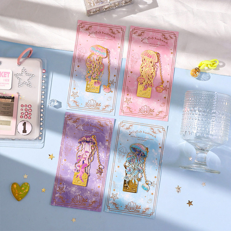 海洋书签高档精致金属镂空书页夹创意高颜值水母文创海洋馆纪念品
