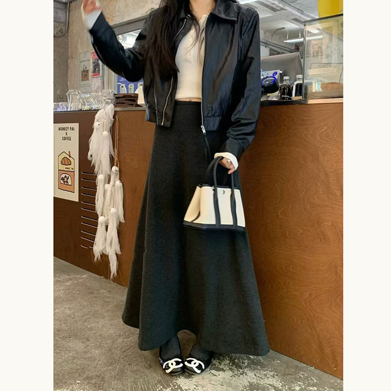 加绒加厚A字半身长裙女冬季2025新款得体风显瘦百搭气质长裙大摆