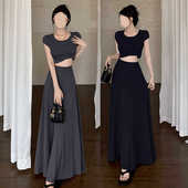 慵懒大摆半身长裙女长款 a字春夏2026莫代尔半身裙遮胯休闲垂感冬