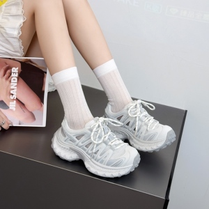她菲娅2026夏欧货新款真皮老爹鞋女镂空百搭厚底轻便休闲鞋19327