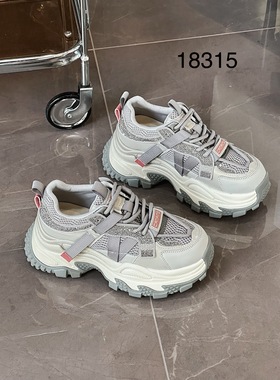 她菲娅2025春欧货真皮老爹鞋女潮新款厚底百搭运动休闲鞋女18315