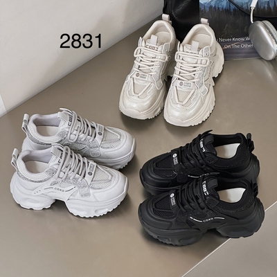 展风2025秋欧货真皮老爹鞋女ins潮新款厚底百搭运动休闲鞋女2831