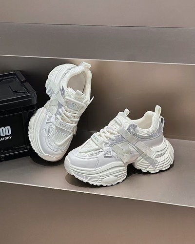 展风2025春欧货烫钻老爹鞋女新款显脚小厚底百搭休闲运动鞋8523-1