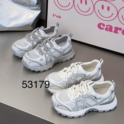 展风2026夏新款欧货真皮阿甘鞋女网面透气厚底百搭休闲鞋女53179