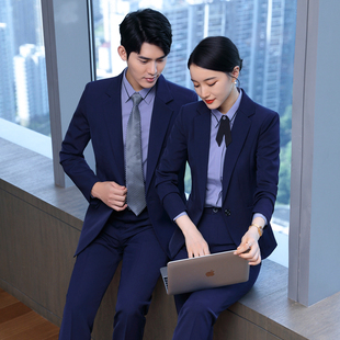 套裙银行上班工装 正装 西装 女气质女神范工作服藏蓝职业装 西服套装