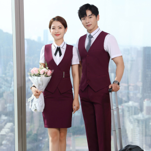 职业马甲套装女酒店前台收银员ktv餐饮西餐厅饭店服务员工作服男