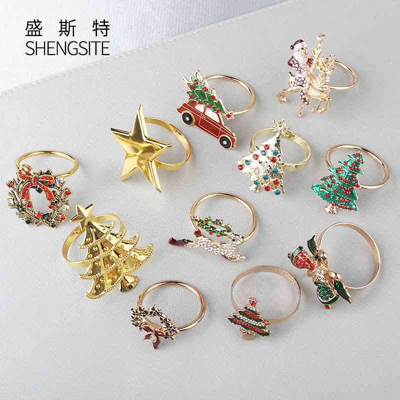 圣诞节麋鹿餐巾扣口布圈