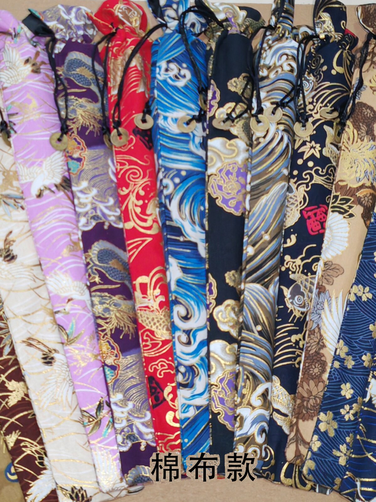 접는 팬 가방 팬 가방 6|7|8|9.5|10 인치 리넨 브로케이드 코튼 서예 크레인 텍스트 팬 가방