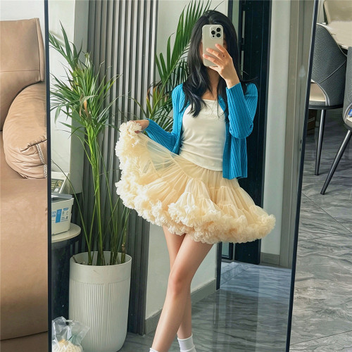 成人二代全网红蓬蓬裙女半身裙tutu裙摄影出游亲子网纱凸凸松紧腰