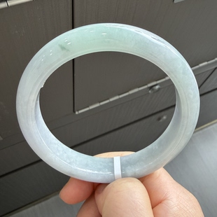 天然缅甸翡翠手镯61特大号冰糯种飘绿花玉镯子老坑a货0709带证书
