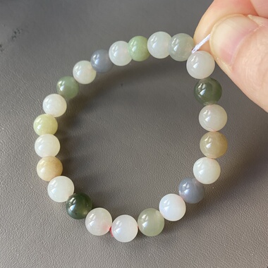 和田玉三彩多宝手串细腻釉洁手链4617特价清货色泽温润带证书