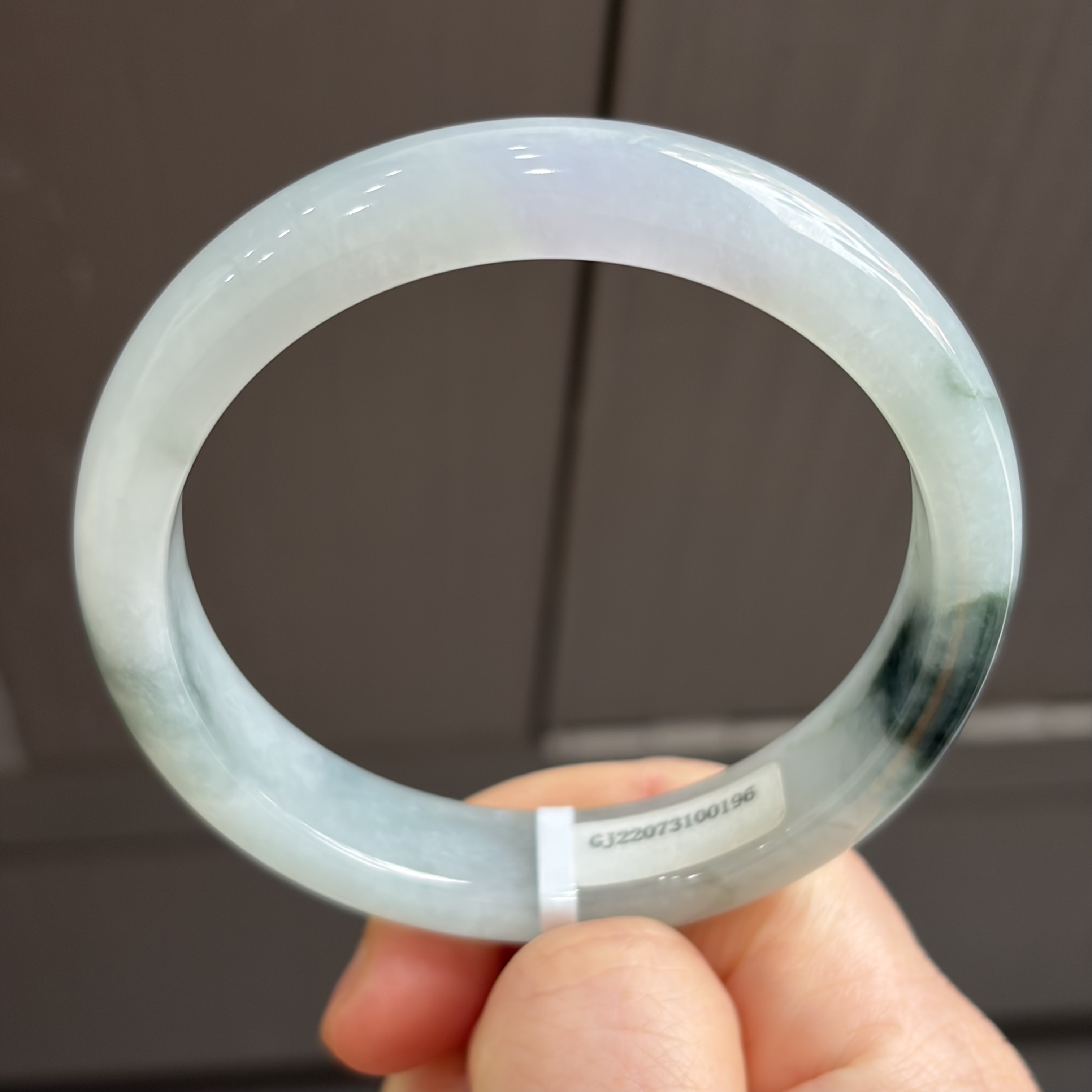 天然缅甸翡翠手镯58冰糯种飘蓝花紫罗兰玉镯子老坑a货0196带证书