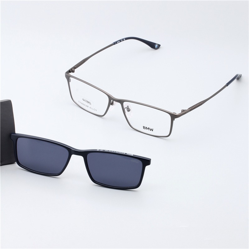 正品BMW宝马眼镜框商务钛材防晒男女近视眼镜架带偏光夹片BW5070