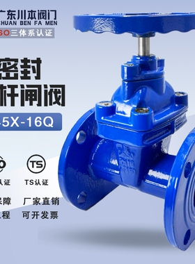 软密封法兰暗杆闸阀球墨铸铁阀门Z45X-16Q暗杆弹性座封水闸阀DN50