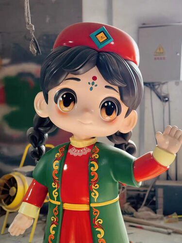 少数名族玻璃钢雕塑定制卡通人物ip形象企业吉祥物商场户外美陈摆