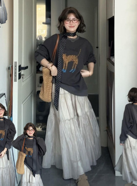 2026新款早春韩系慵懒风卫衣连衣裙子女早春今年流行爆款长裙套装